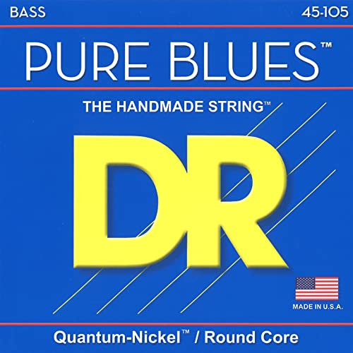 DR Strings Pure Blues PB-45 – E-Bass Saiten, 4-Saiter Set, Quantum Nickel, Rundkern, Medium 45-105