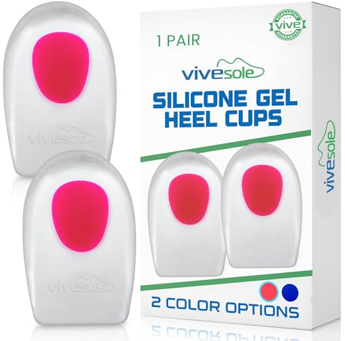 ViveSole Silicone Gel Heel Cups - Shoe Inserts for Plantar Fasciitis, Sore Heel Pain, Bone Spur & Achilles Pain - Pad & Shock Absorbing Support (UK Women's (7-11.5))