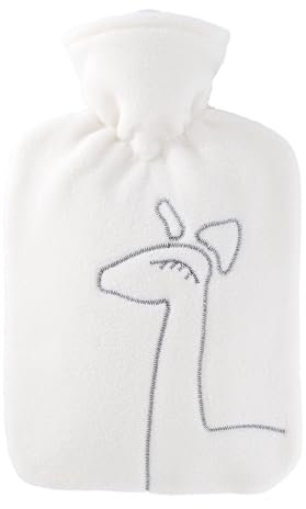 Hugo Frosch Wärmflasche Klassik 1,8 l mit Doublefleecebezug Giraffe weiß