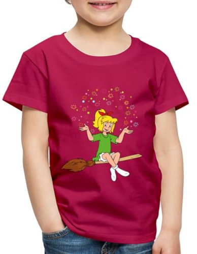 Spreadshirt Bibi Blocksberg Sitzt Auf Kartoffelbrei Kinder Premium T-Shirt, 110/116 (4 Jahre), Dunkles Pink