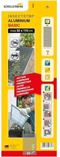 Schellenberg 50361 Lichtschachtabdeckung aus Alugewebe inkl. Befestigungsmaterial, Sauberer Lichtschacht Aktion zur Kellerschachtabdeckung - 50 x 110 cm kürzbar, Aluminium