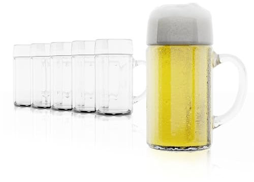 Ecken boccali di birra 992,2 gram/1LTR – Confezione di 6 – tedesco Steins Steins Steins, vetro, grande, boccali di birra