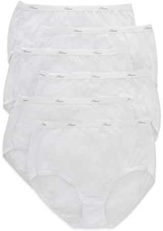 Hanes womens Panties Pack, 100% Cotton Underwear, Moisture-wicking Underwear, Ultra-soft and Breathable, Tagless briefs underwear, 6 Pack - Brief White, 9 US