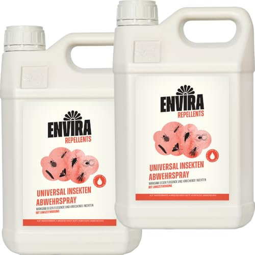 Envira Universal Insekten Abwehrspray 2 x 5 Liter - Spray mit Langzeitwirkung gegen Trauermücken, Silberfische, Lebensmittelmotten & weiteres Ungeziefer - Mittel gegen Insekten