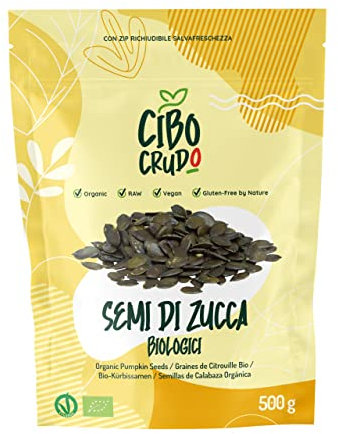 Graine de Courge Bio et Cru - 500g. Graines de Citrouille Bio Contenant des Protéines Fibres et Oméga-3/6. Vitamines du Groupe B. Organic Pumpkin Seeds.