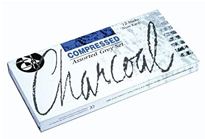 Jakar 7623 Assorted Greys Compressed Charcoal Stick (Pack of 12)