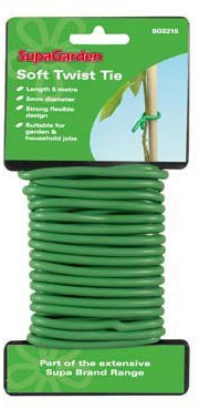 5M Rubber Coated Metal Bendable Garden Green Soft Twist Tie Plant Flower String