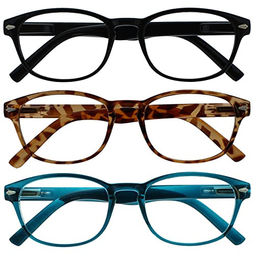 OPULIZE Occhiali Da Lettura Speciale 3 Pacco Misto Offrire Mare Blu Marrone Tartaruga Nero Donna Uomo RRR76-123 +1,00