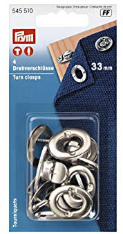 Prym 545510 Drehverschlüsse 33 mm, Messing silberfarbig