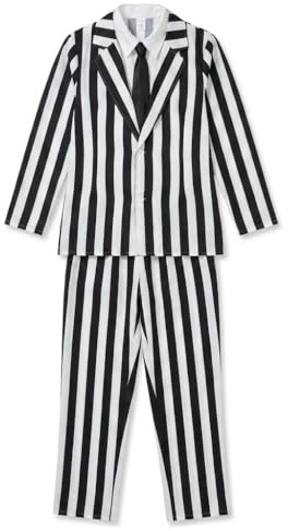 Fun Shack Costume Righe Bianco e Nero Uomo - Abito Halloween Horror per Feste, Compleanni e Party, L