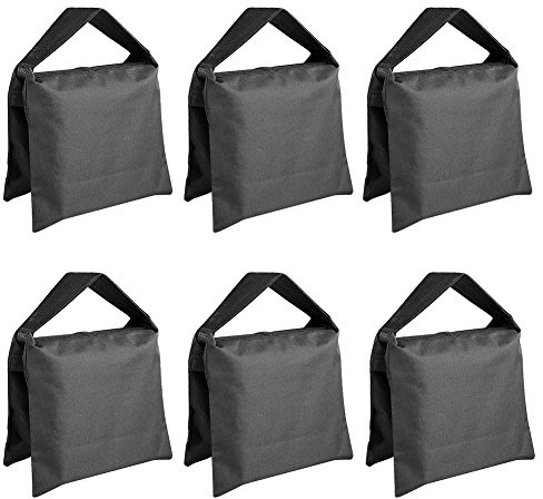 NEEWER Lot de 6 Sacs à Sable pour l’ancrage de trépied Photo ou Pieds d’éclairage au Sol, pour Studio Photo, Tournage de vidéos, Noir