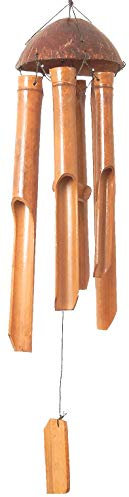 Bambus-Windspiel mit Kokosnuss (30), Klangspiel für draußen, den Balkon und den Garten, Windspiel hängend
