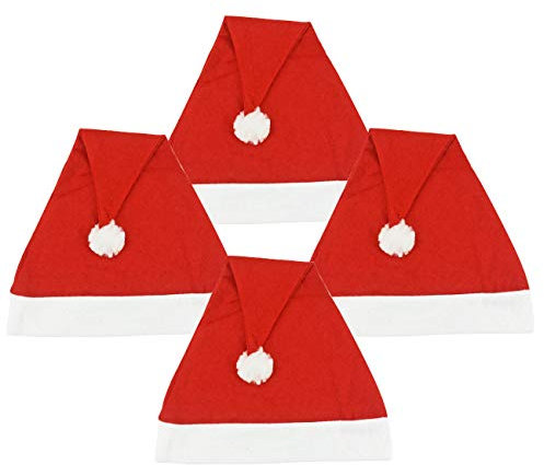 Ciffre 4 Stück im Set Weihnachtsmütze Nikolausmütze Winter Mütze Mützen Nikolaus Santa Rot