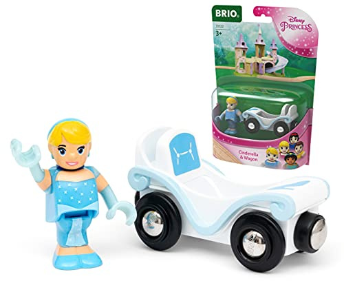 BRIO World Disney Princess Cinderella and Train Carriage for Kids Age 3 Years Up - Wooden Railway Add On Accessories