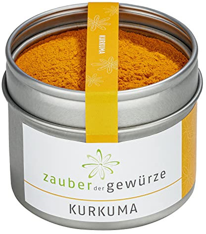 Zauber der Gewürze Kurkuma - Asiatisches Gewürz in Premium-Qualität in Aromadose - Zum Würzen von Fleisch, Fisch, Eintöpfen, Reisgerichten - Als Geschenk-Idee, 60g