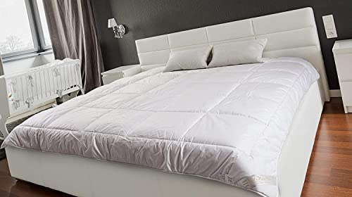 Merino Wool Juego de 2 edredones de lana DUO 2 en 1, todos los togs para cama doble tamaño DUO 200 x 200 cm, todos los togs en un 4,5 tog + 8 tog producto natural lana y algodón