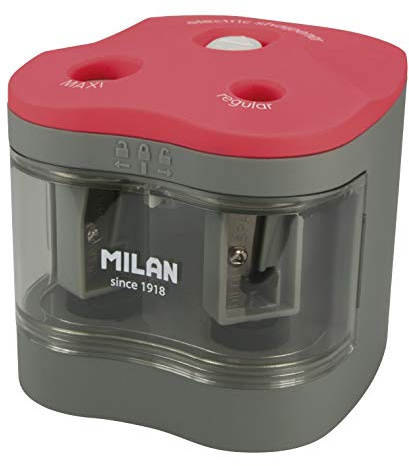 MILAN BWM10278 - Sacapuntas Power Sharp, Gris/Rojo, 7 x 6.5 cm