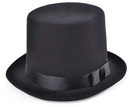 Bristol Novelty Bh582 Cappello a Cilindro in Feltro di Lana, Unisex, per Adulti, Nero, Taglia Unica Halloween