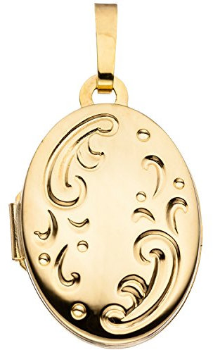 Jobo Damen Medaillon oval 333 Gold Gelbgold mattiert Anhänger zum Öffnen