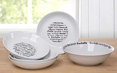 Waterside - 5 Piece Black and White Script Pasta Set