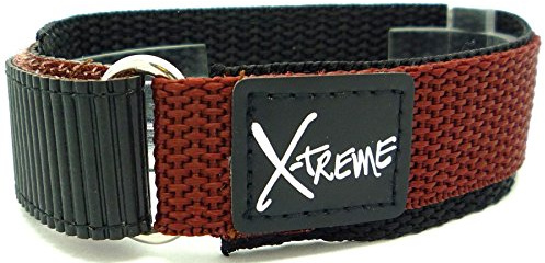 X-Treme New 20mm Tough Secure Hook & Loop Nylon Watch Band Strap Gents Men's with Ring End - Light Brown