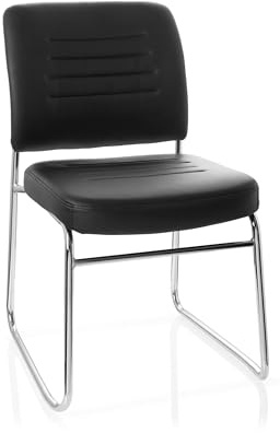 hjh OFFICE Siège Visiteur TONSO V Similicuir Noir Fauteuil de conférence rembourré avec piétement traîneau