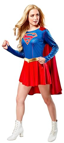 Rubie's Official Supergirl Ladies Fancy Dress, Assorted, M Halloween, Blue/Red