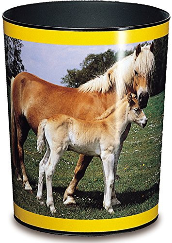 Läufer 26557 Papierkorb Pferd und Fohlen, 13 Liter Mülleimer, perfekt für das Kinderzimmer, rund, stabiler Kunststoff, Abfalleimer für Kinder
