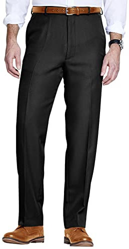 Chums Men's Formal Elasticated Trousers Comfort Fit Pants Smart Trousers for Men Black 42W / 31L