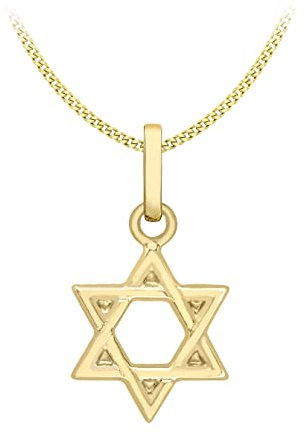 CARISSIMA Women's 9ct Yellow Gold Star of David Pendant on Curb Chain of 46cm/18