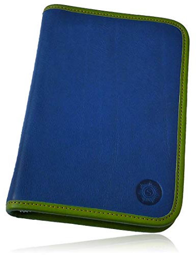 SONNENLEDER - hochwertiges Schuletui LASSE Farbe: Blau/Hellgrün *Echtes Leder*