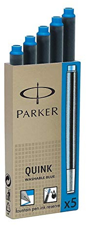Parker 723477 - Pack de 5 recambios para pluma estilográfica, color azul