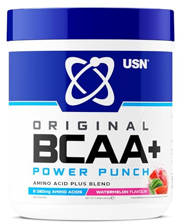 USN BCAA Power Punch sandía 400 g Refrescante BCAA en polvo, bebida para el entrenamiento con vitamina B6 y aminoácidos