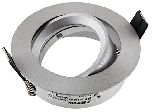 SEBSON Gehäuse für Einbaustrahler mit GU10 Fassung - Einbaurahmen Alu silber - schwenkbar - Lochdurchmesser 73-77mm Abdeckung Ø84mm für Deckenspots