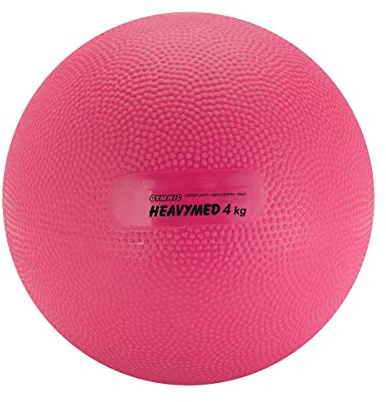 GYMNIC Heavy Med Compact medicine ball Ø 20 cm/4 kg magenta for training and rehabilitation, non-slip surface and water filling, ideal for strength and coordination exercises