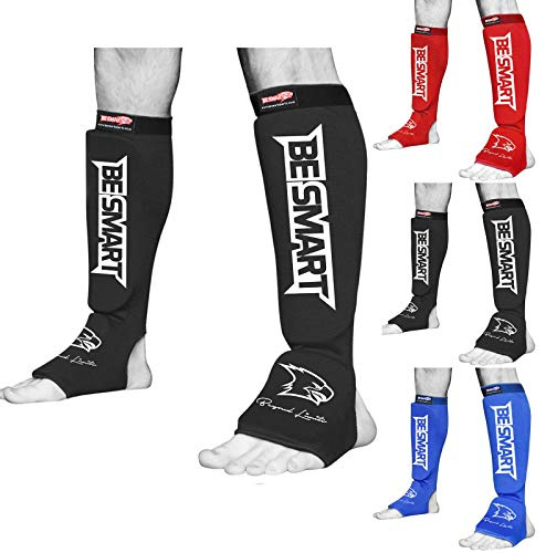 BeSmart - Espinilleras para empeine, artes marciales mixtas, protectores de pies, Muay Thai, kickboxing, color negro, talla S
