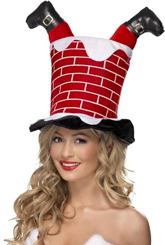 Smiffys Chapeau Père Noël coincé dans la cheminée, Rouge Halloween