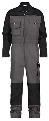 DASSY® Cannes Zweifarbiger Overall mit Kniepolstertaschen - Größe L - ZEMENTGRAU/SCHWARZ