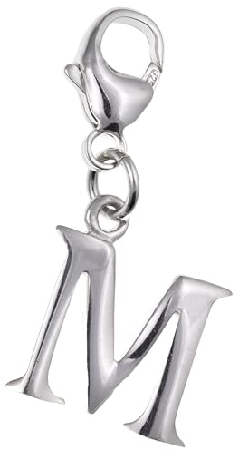 Versalbokstav A-Z alfabet initial 925 sterling silver clip-on berlock hänge med hummerlås för kvinnor – enkel eller kubisk zirkon bokstavsberlocker kompatibel med Thomas Sabo berlocker armband