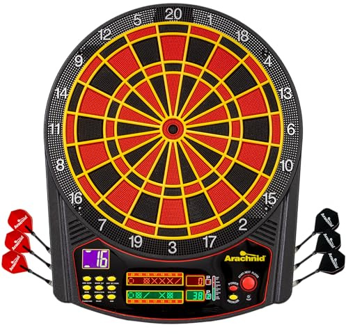 Arachnid CricketPro 450 Electronic Dartboard – 15.5” Regulation Size – 31 Games & 178 Variations – Multi-Color LED Display – Automatic Scoring & Checkout Assist – Includes 6 Soft Tip Darts