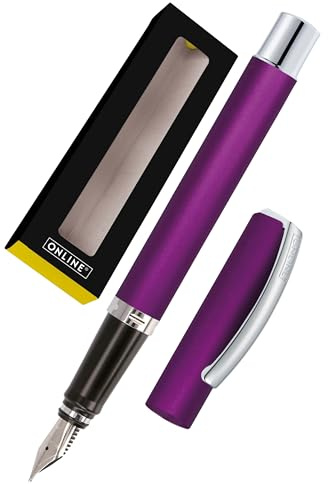 ONLINE Füller Vision Purple I Eleganter Füllfederhalter mit Iridium-Feder medium I Füllhalter aus Aluminium für Standard-Tintenpatronen & Konverter I in Geschenkbox