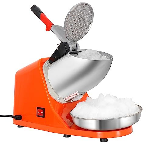 ZENY Electric Ice Crushers 300W 2000r/min w/Stainless Steel Blade Shaved Ice Snow Cone Maker Kitchen Machine (Orange)