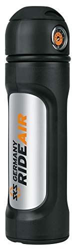 SKS GERMANY RIDEAIR Spezialpumpe, Fahrradzubehör (wiederbefüllbare Luftkartusche für jedes Fahrrad, Aluminium/Kunststoff, Ventilanschluss: SV, DV, AV, Druck max.: 16 bar / 230 PSI), Schwarz/Silber