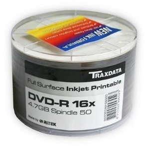 Ritek DVD-R Full Surface Inkjet Printable (16x) 4.7GB 100x dvd's (2 x 50pk Spindles)