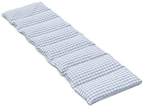 Cuscino con semi di uva, 75x20cm. Cuscino termico per forno, microonde e frigorifero. Terapia caldo e freddo (Cotone Bio blu chiaro e bianco, diviso en 8 compartimenti)