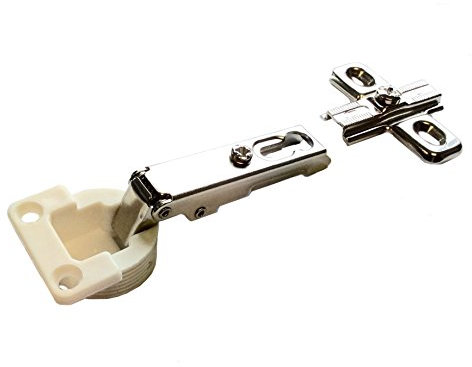 Merriway BH04754 Bisagra de gabinete 26 mm (95°) Cruciform ZP Slide-On Blanco