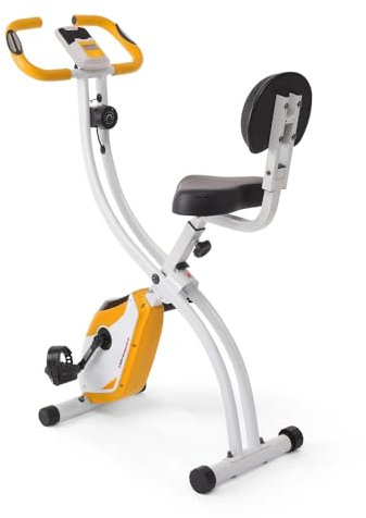 Ultrasport F-Bike Curved Heimtrainer Fahrrad Klappbar I Hometrainer Fahrrad Klappbar mit Komfort-Sattel I Ergometer Heimtrainer, Fitnessbikes, Trimmrad Heimtrainer Klappbar, Orange-Weiß