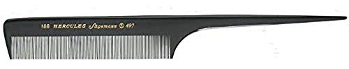 HERCULES SÄGEMANN - 188R-497R | Peigne en ébène de qualité supérieure | Peigne à manche pour coiffures et séparer les différentes mèches de cheveux | Denture fine | Couleur : noir