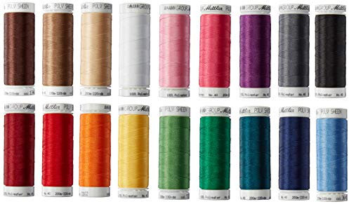 Mettler Poly Sheen 18er Nähgarn-Set: Hochglanzgarn für Stickereien und Dekorative Näharbeiten – 100% Polyester – PS18-Kit - 200m Pro Rolle