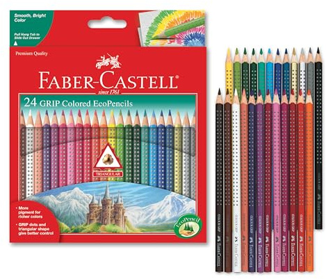 Faber-Castell Grip Colored EcoPencils - 24 Pack Colored Pencils, Pre-Sharpened